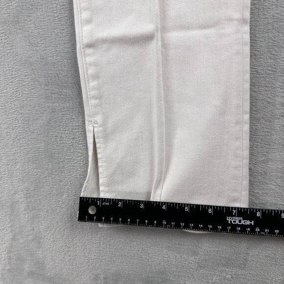 Express Skyscraper Bootcut Jeans Womens 14R Ankle Slit Mid Rise Pintuck White - Picture 14 of 16